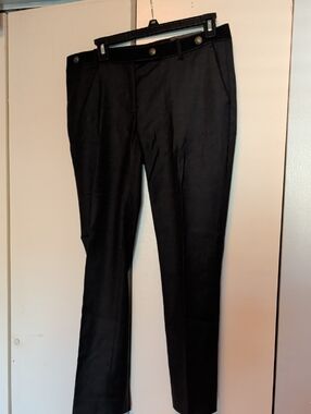 LOFT Charcoal Grey Cropped Dress Pants with Buttoned Waist